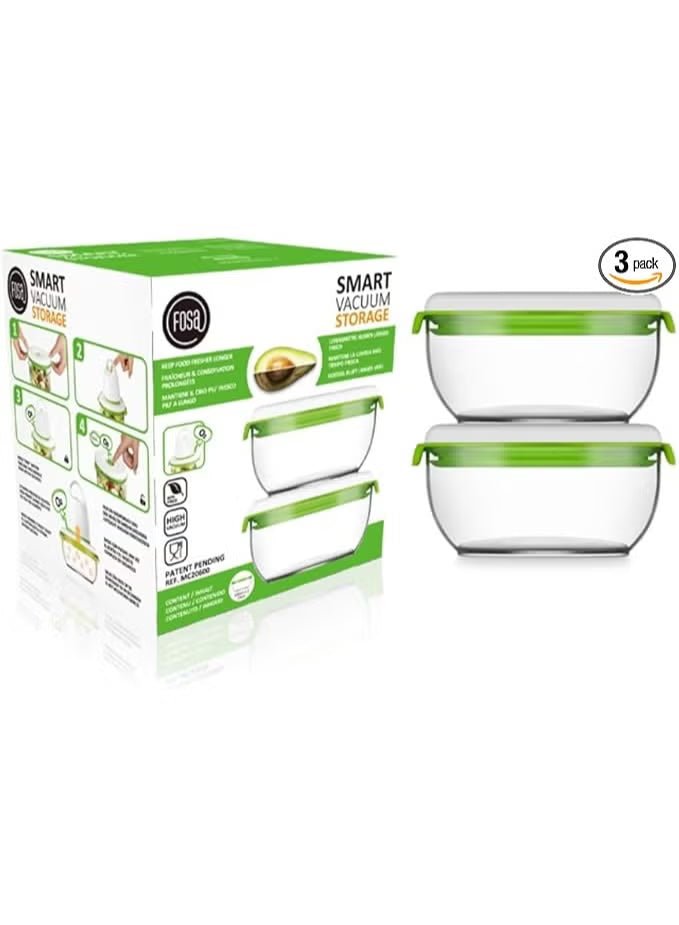 FOSA Vacuum Seal Food Storage Containers 600ml – 2 Pack