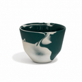Handmade Porcelain Coffee Cup | MK Studio | Dark Green/White