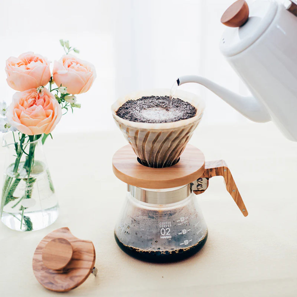 HARIO V60 Glass Dripper Olive Wood