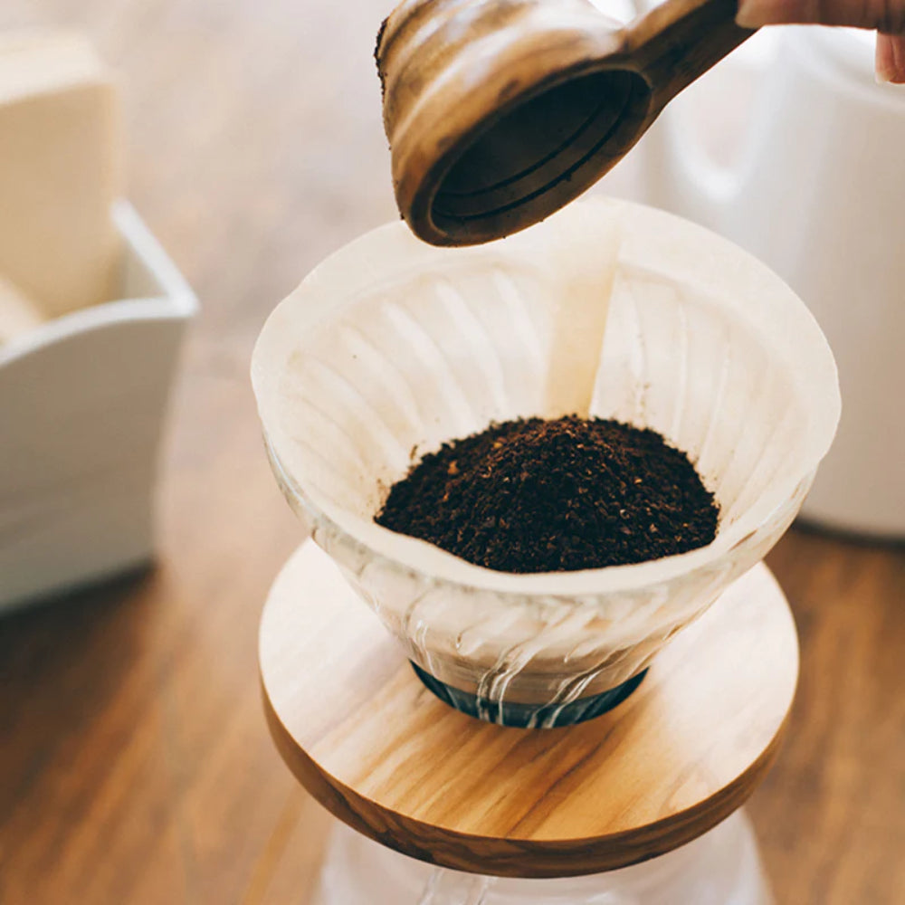 HARIO V60 Glass Dripper Olive Wood
