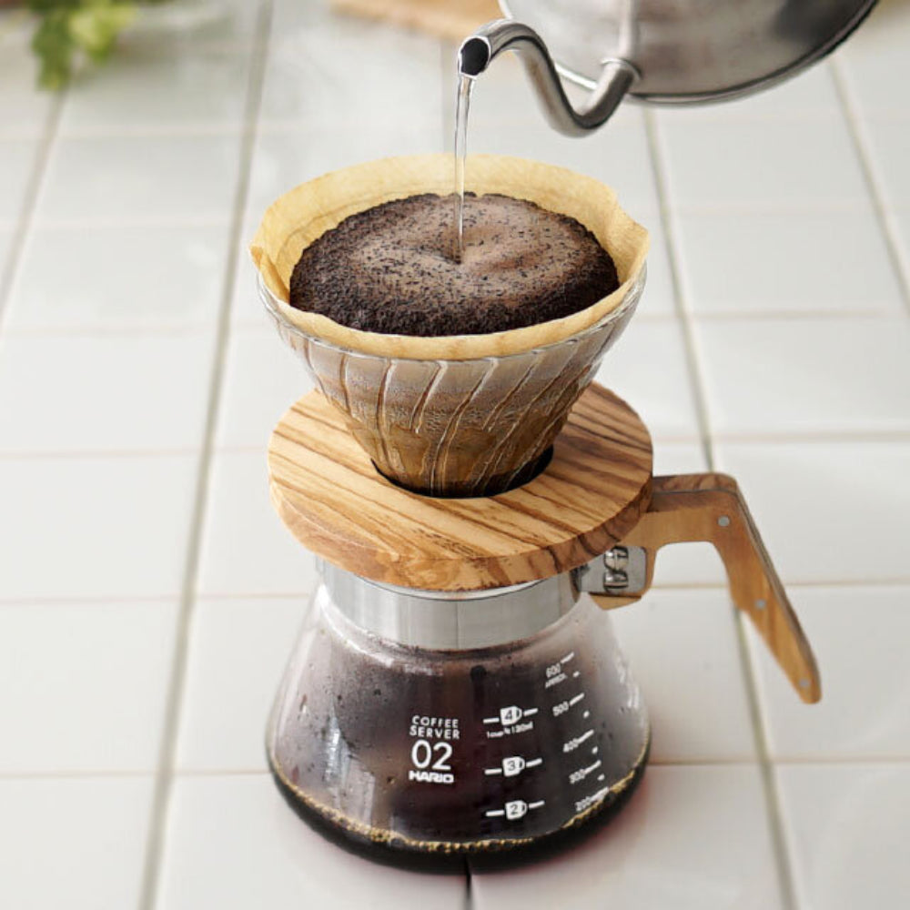 HARIO V60 Glass Dripper Olive Wood