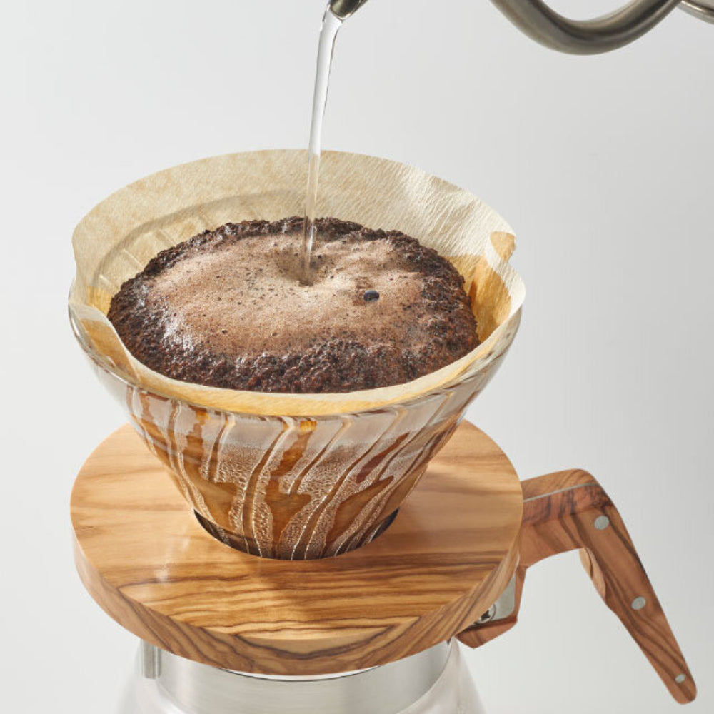 HARIO V60 Glass Dripper Olive Wood