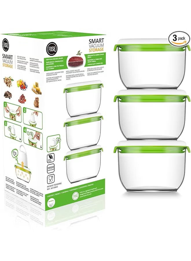 FOSA Vacuum Seal Food Storage Containers 850ml – 3 Pack