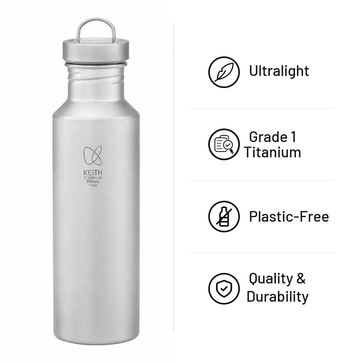 KEITH Titanium Sport Bottle with Sleeve 550ml – Ti3031