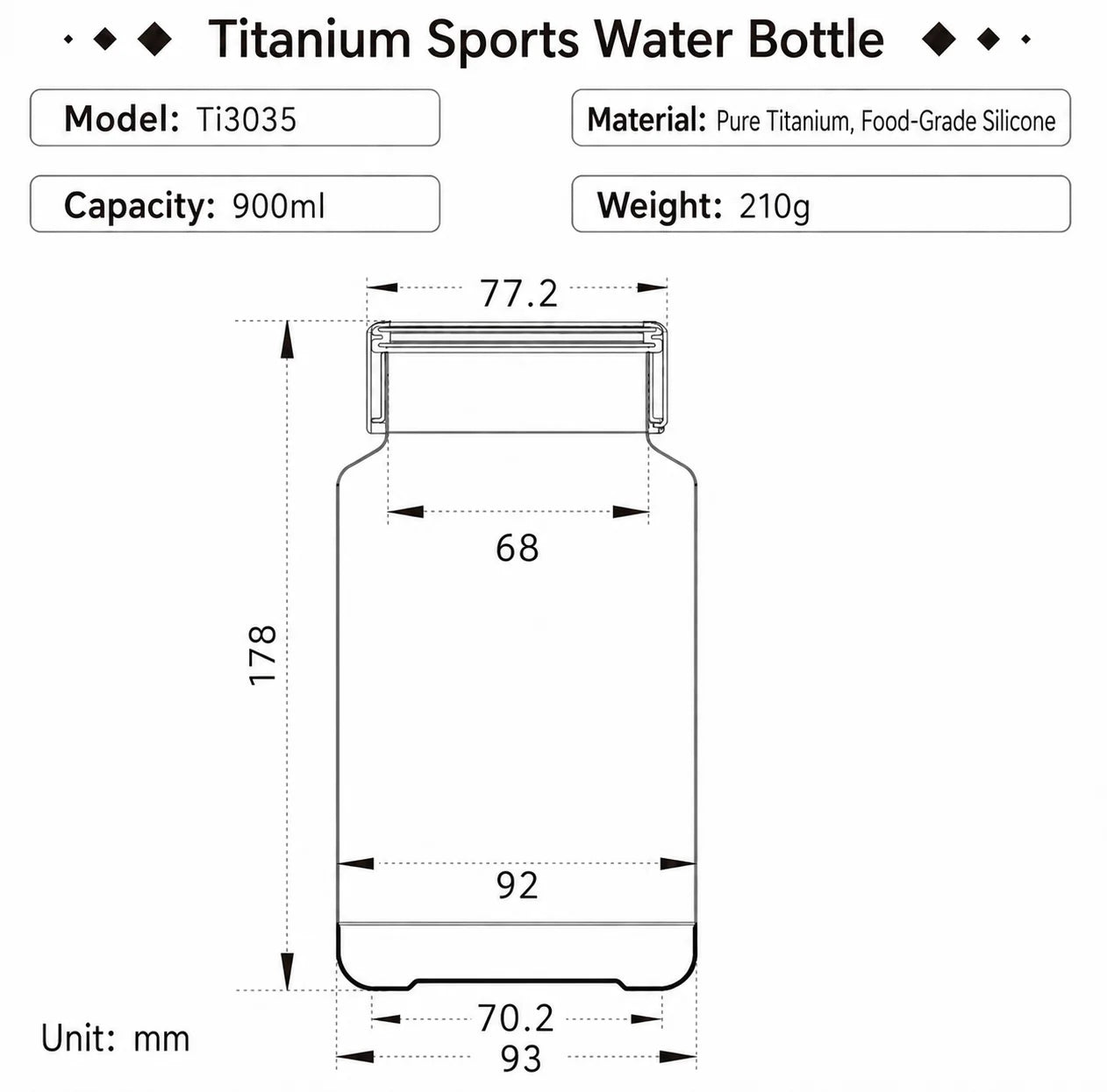 KEITH Titanium Bayonet-Cap Bottle with Sleeve