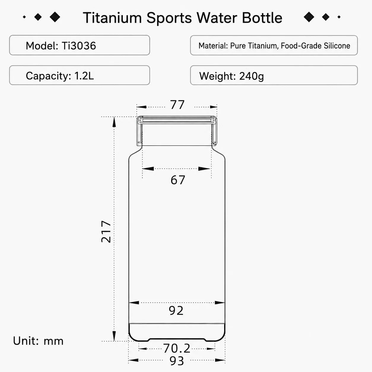 KEITH Titanium Bayonet-Cap Bottle with Sleeve